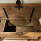 Antique Rolling Chest, Carved Wood and Steel Accents