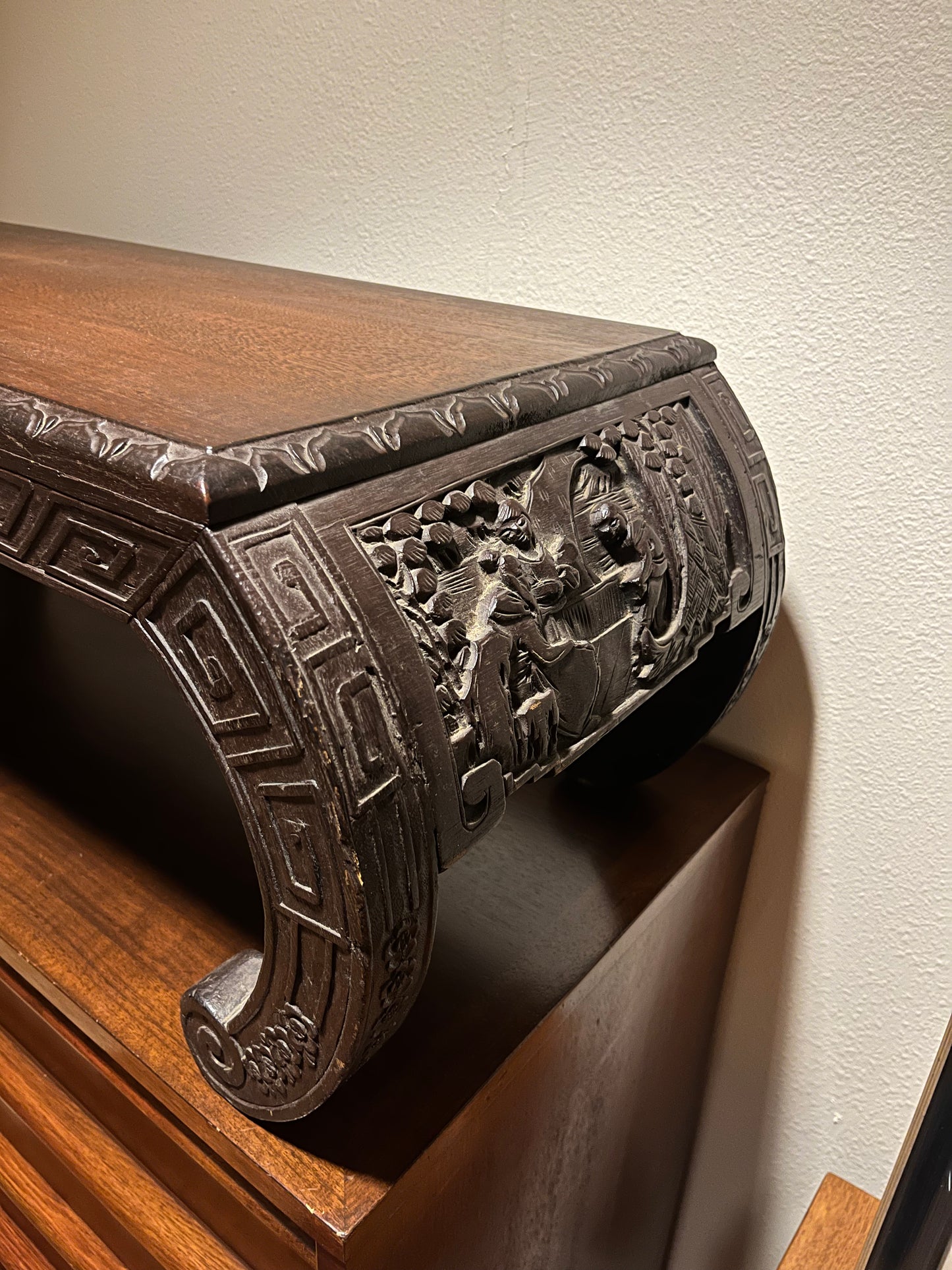 Antique Carved Chinese Wood Table / Bench