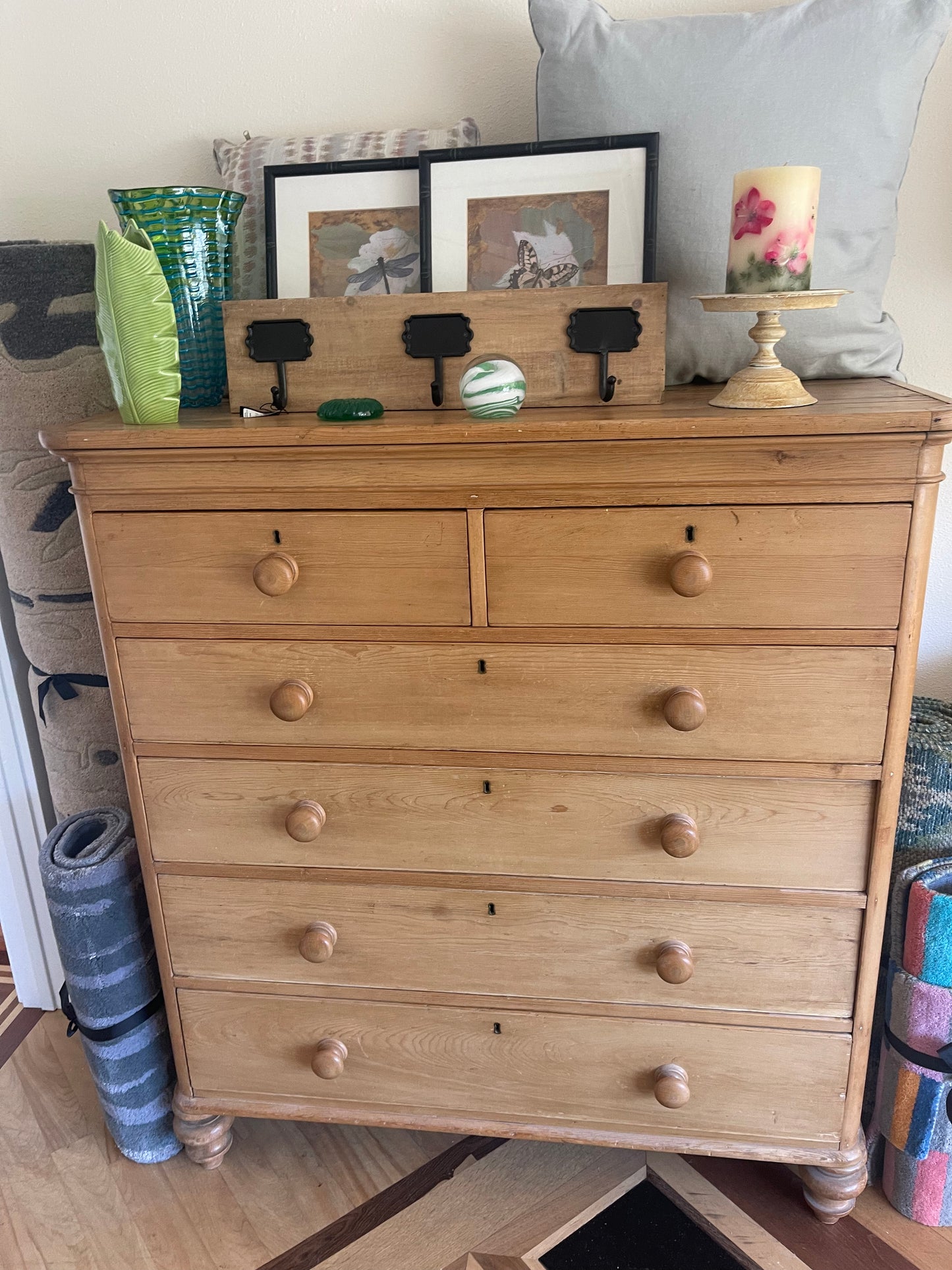 Antique Pine Tall Dresser Late 1800s