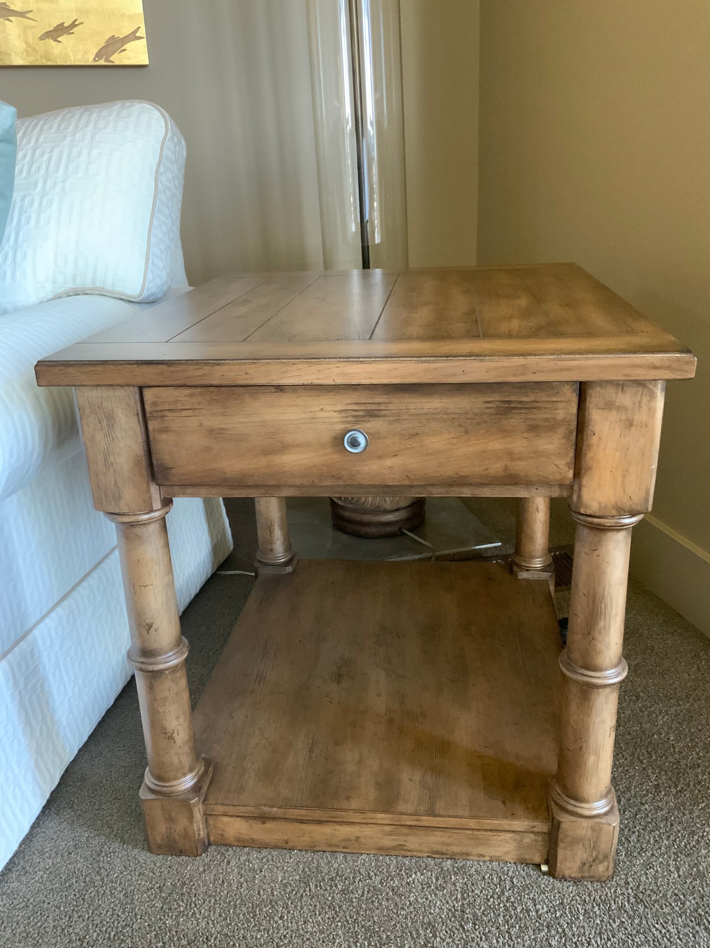 Ethan Allen, Wood Side Table, Light Brown