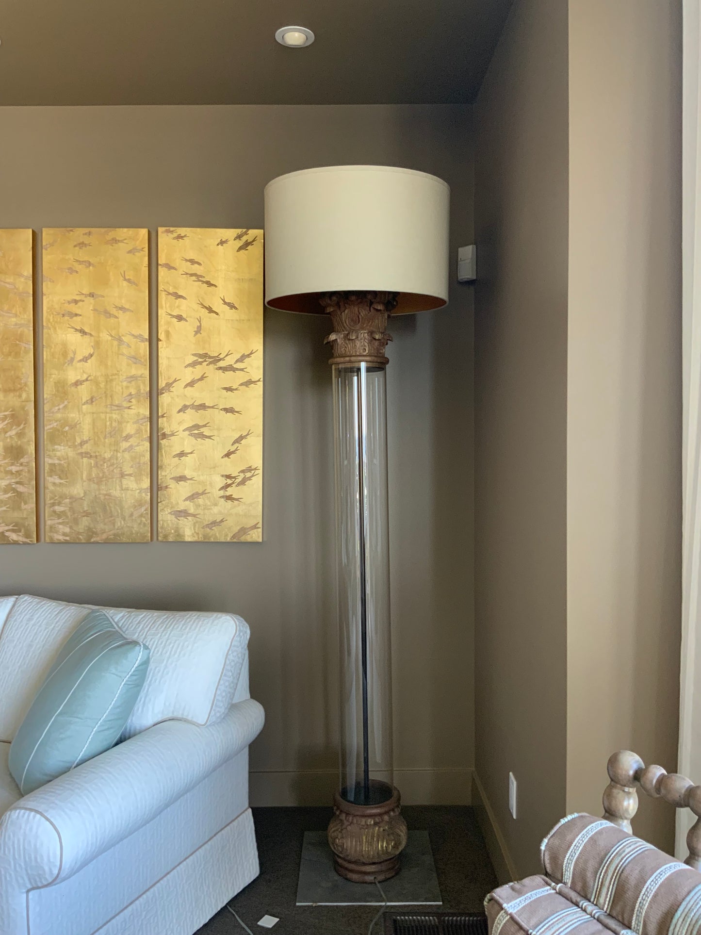 Restoration Hardware Tall Glass Vessel Lamps